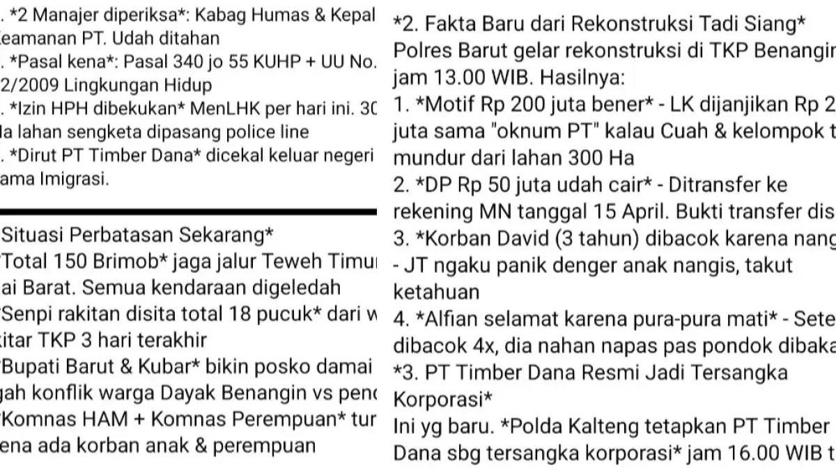Isu Liar Mengiringi Kasus Pembunuhan Satu Keluarga di Perbatasan Kalteng–Kaltim