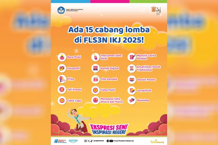 FLS2N 2025 Digelar 17–23 November di IKJ, Hadirkan 15 Cabang Lomba Seni dan Sastra