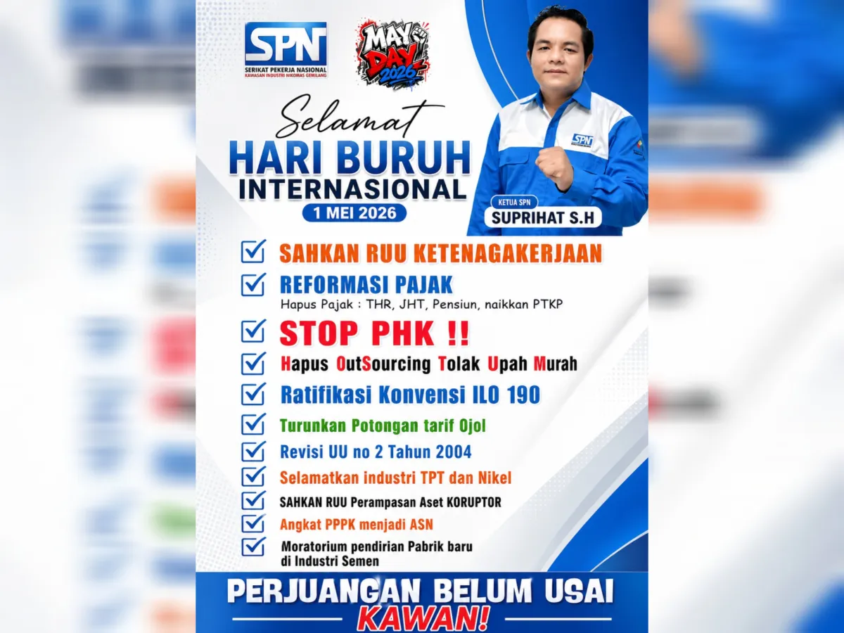 May Day 2026, Ketua SPN PT Nikomas Gemilang Tekankan 11 Agenda Perjuangan Buruh
