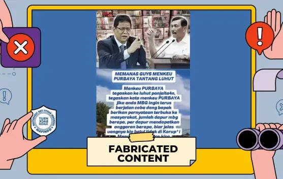 Cek Fakta: Klaim Video Purbaya Menantang Luhut soal Transparansi Program MBG Disebut Tidak Terbukti