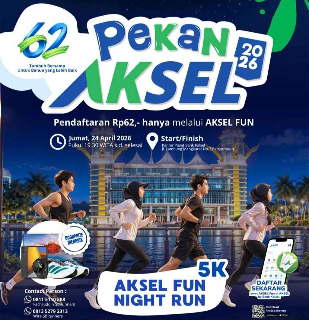 AKSEL Fun Night Run Digelar 24 April 2026 di Banjarmasin, Pendaftaran Lewat Aplikasi