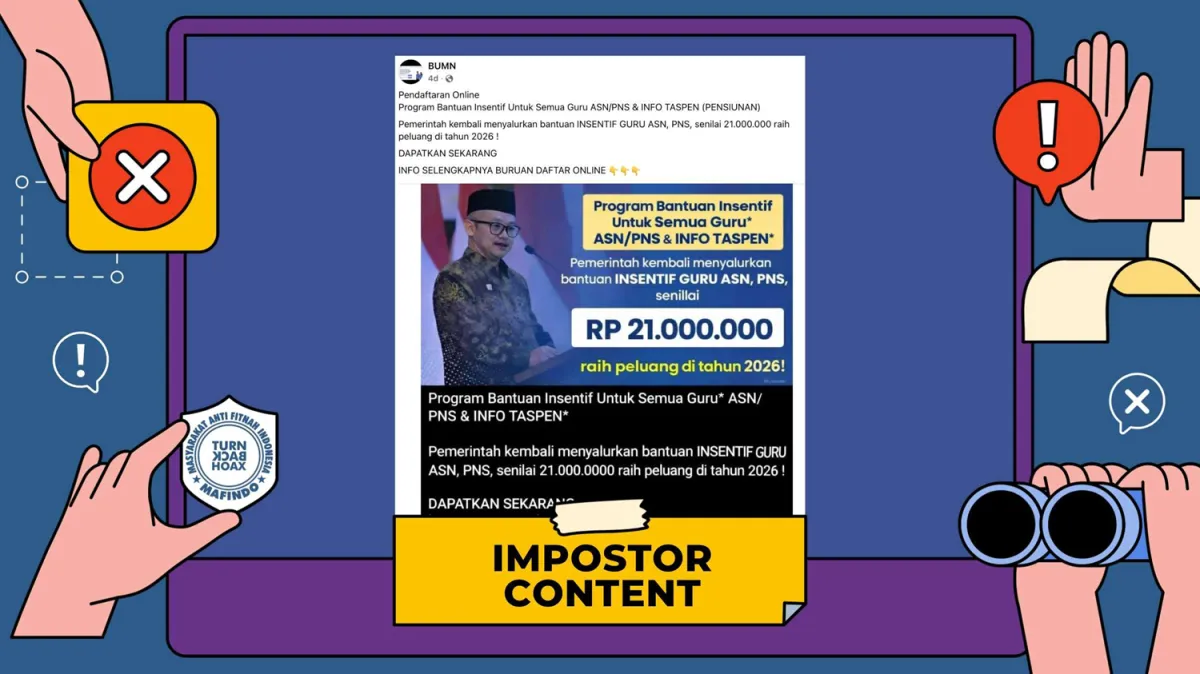 Cek Fakta: Klaim Insentif Rp21 Juta untuk Semua Guru pada 2026 Disebut Hoaks, Waspadai Tautan Phishing
