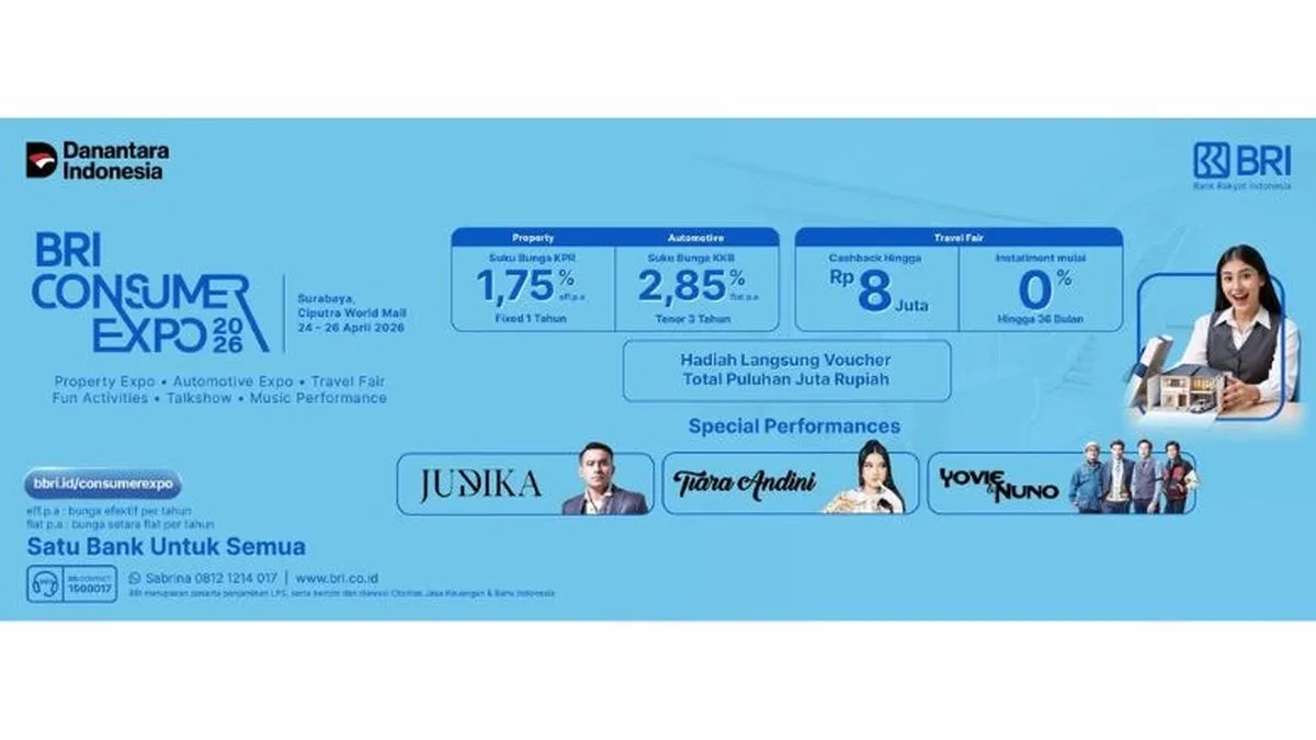 BRI Consumer Expo 2026 Digelar di Surabaya, Tawarkan Promo KPR, KKB, hingga Travel Fair dan Konser