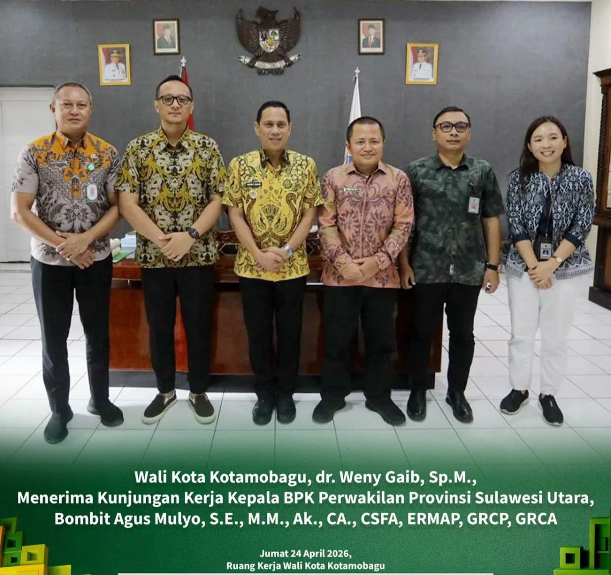 Wali Kota Kotamobagu Terima Kunjungan BPK Sulut, Tegaskan Komitmen Transparansi Pengelolaan Keuangan