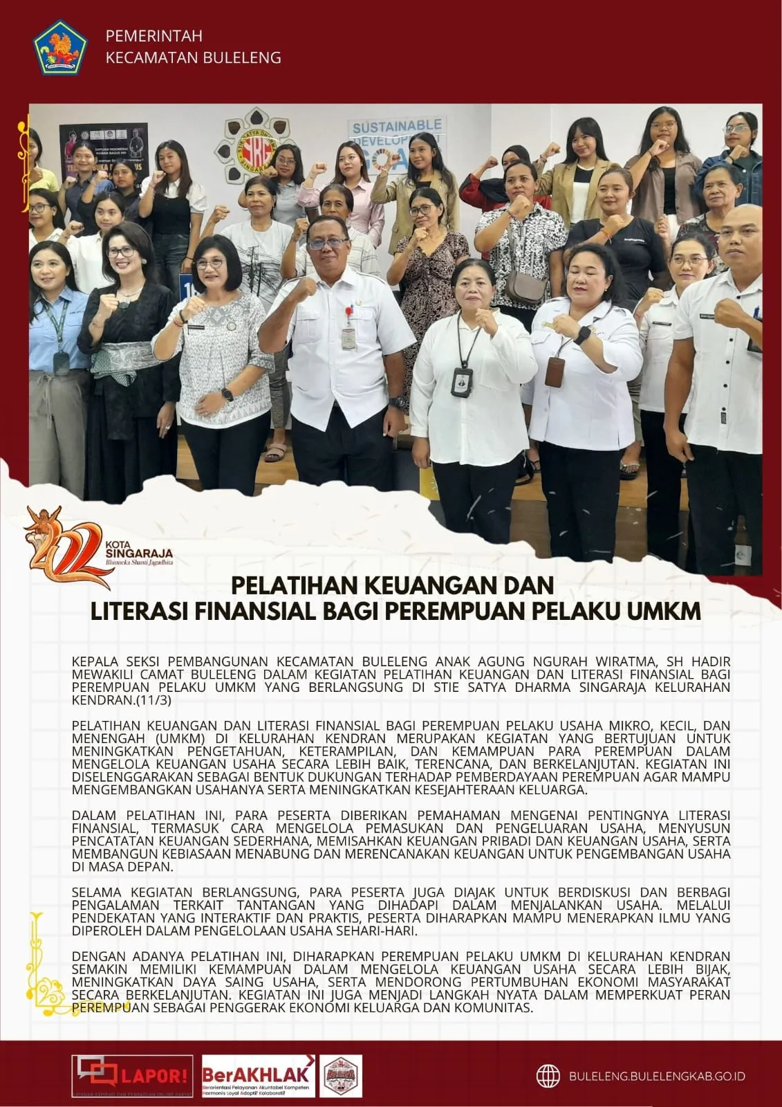 Perempuan Pelaku UMKM di Kelurahan Kendran Ikuti Pelatihan Keuangan dan Literasi Finansial