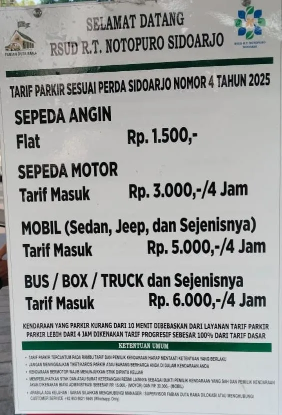 Tarif Parkir Progresif di RSUD Notopuro Disorot, KORAK Sidoarjo Ajukan Audiensi Minta Kejelasan Dasar Hukum