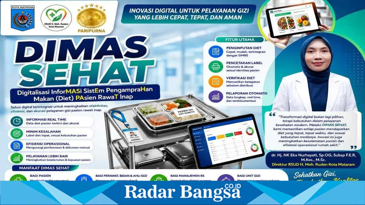 RSUD H. Moh. Ruslan Mataram Terapkan DIMAS SEHAT untuk Digitalisasi Layanan Gizi Pasien Rawat Inap