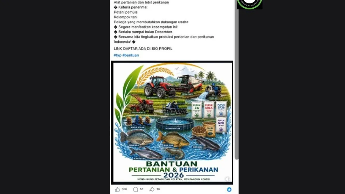Cek Fakta: Tautan Pendaftaran Bantuan Alsintan dan Bibit Perikanan 2026 Disebut Tidak Benar, Kementan dan KKP Imbau Waspada