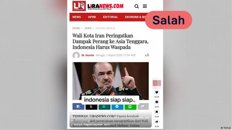 Cek Fakta: Benarkah Pejabat Iran Memperingatkan Indonesia Terkait Perang?