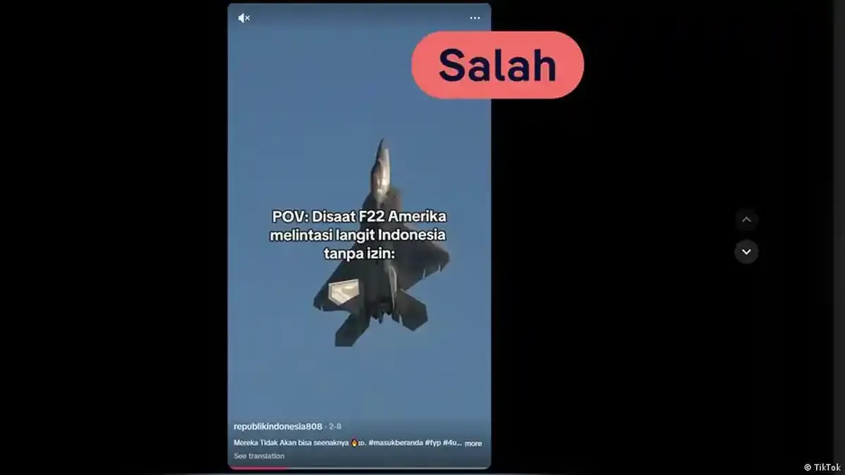 Cek Fakta: Video Klaim F-22 AS Melintasi Wilayah Udara Indonesia Tanpa Izin Disebut Gabungan Potongan Visual