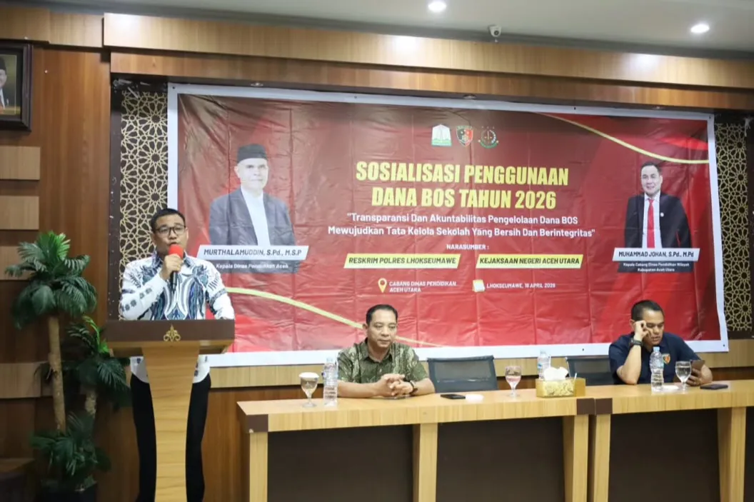Disdik Aceh Sosialisasikan Dana BOS 2026 di Aceh Utara untuk Perkuat Transparansi dan Akuntabilitas