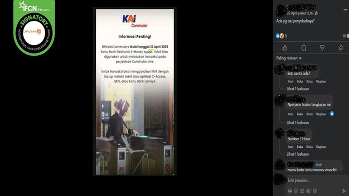 Hoaks soal KRL Commuter Line Sempat Beredar di Media Sosial, Termasuk Isu E-Money dan ‘Kartu Lansia’