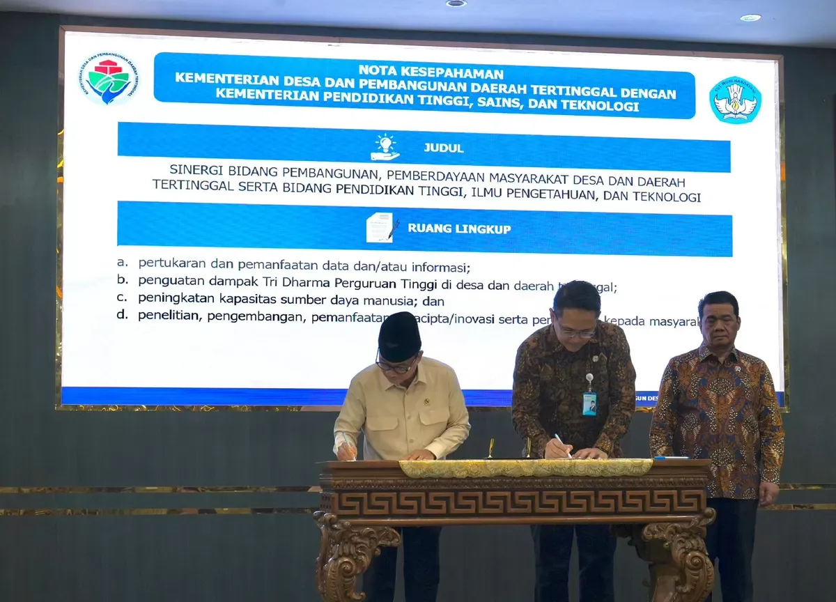 Kemendiktisaintek dan Kemendes PDT Sepakati Kerja Sama Dorong Riset dan Inovasi untuk Pembangunan Desa