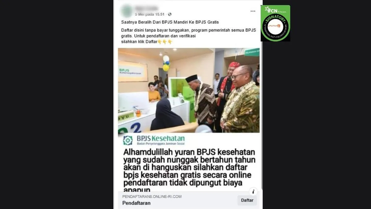 BPJS Kesehatan Tegaskan Link Pengalihan BPJS Mandiri ke Gratis adalah Hoaks