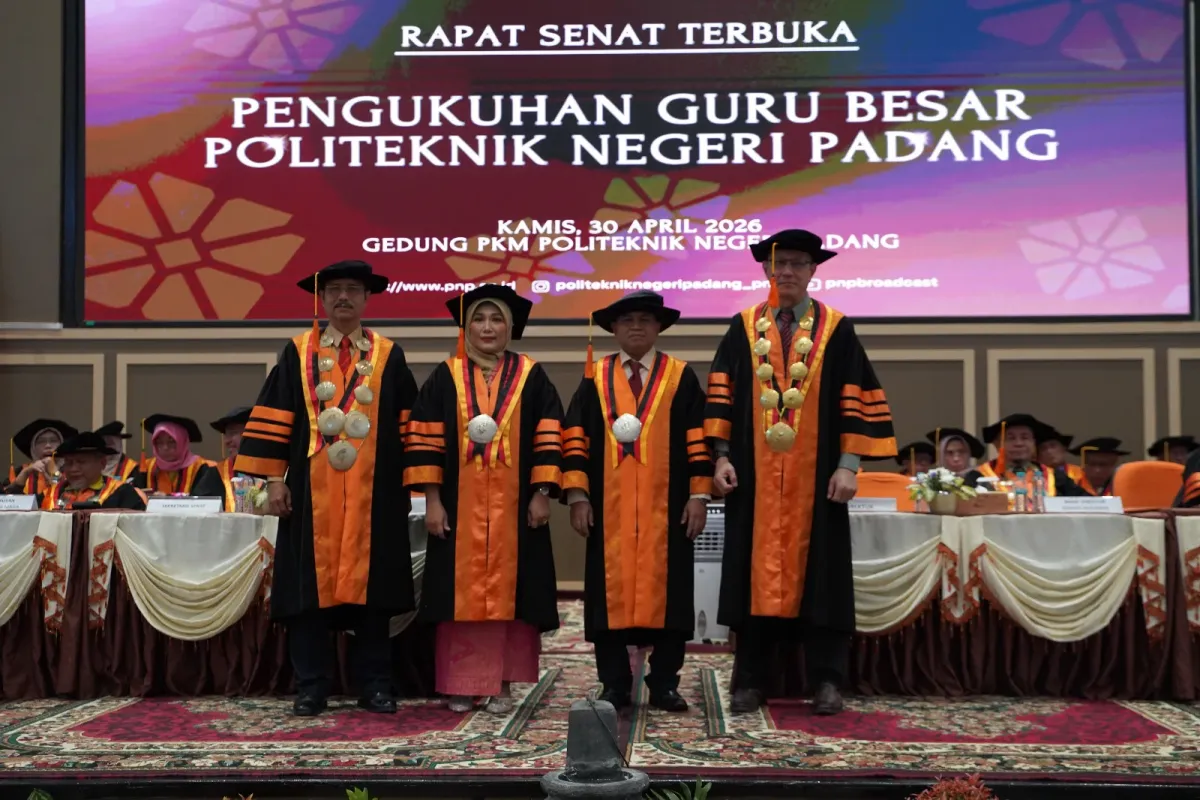 Politeknik Negeri Padang Kukuhkan Dua Guru Besar Baru, Total Profesor Menjadi Empat