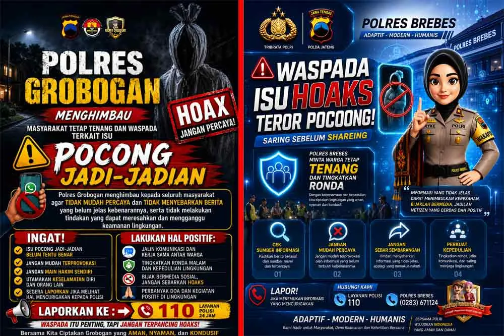Polda Jateng Pastikan Isu “Pocong Begal” di Media Sosial Hoaks, Patroli Malam Ditingkatkan