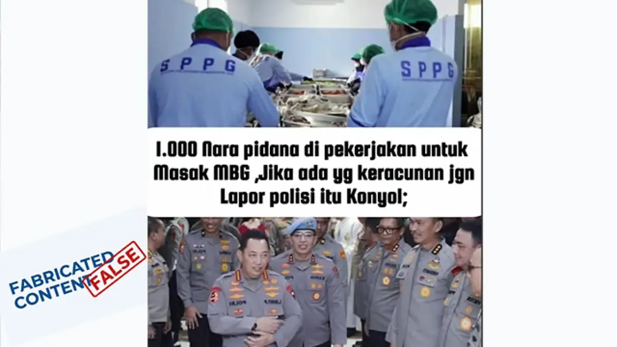 Cek Fakta: Klaim Polri Pekerjakan Ribuan Narapidana Jadi Juru Masak di Dapur MBG Tidak Terbukti