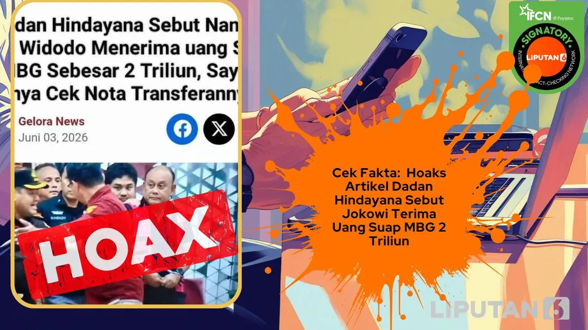 Cek Fakta: Klaim Artikel Dadan Hindayana Sebut Jokowi Terima Suap MBG Rp2 Triliun Tidak Sesuai Isi Artikel Asli