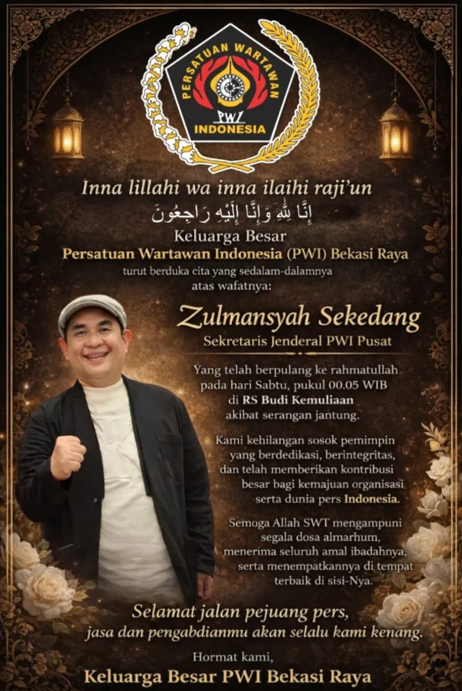 Sekjen PWI Pusat Zulmansyah Sekedang Meninggal Dunia di Jakarta
