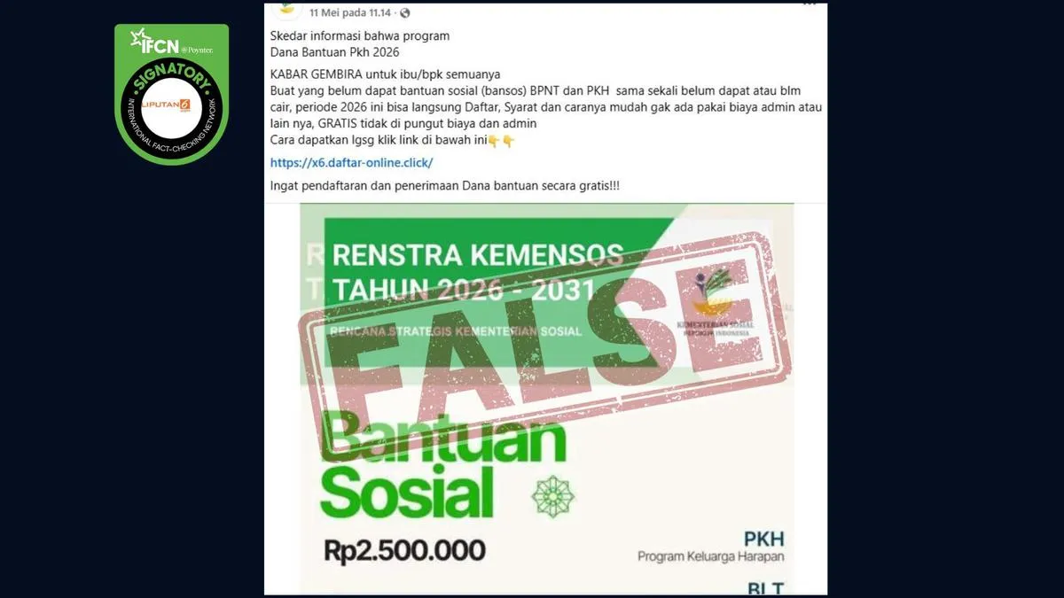 Cek Fakta: Tautan Pendaftaran BPNT dan PKH 2026 di Facebook Tidak Benar