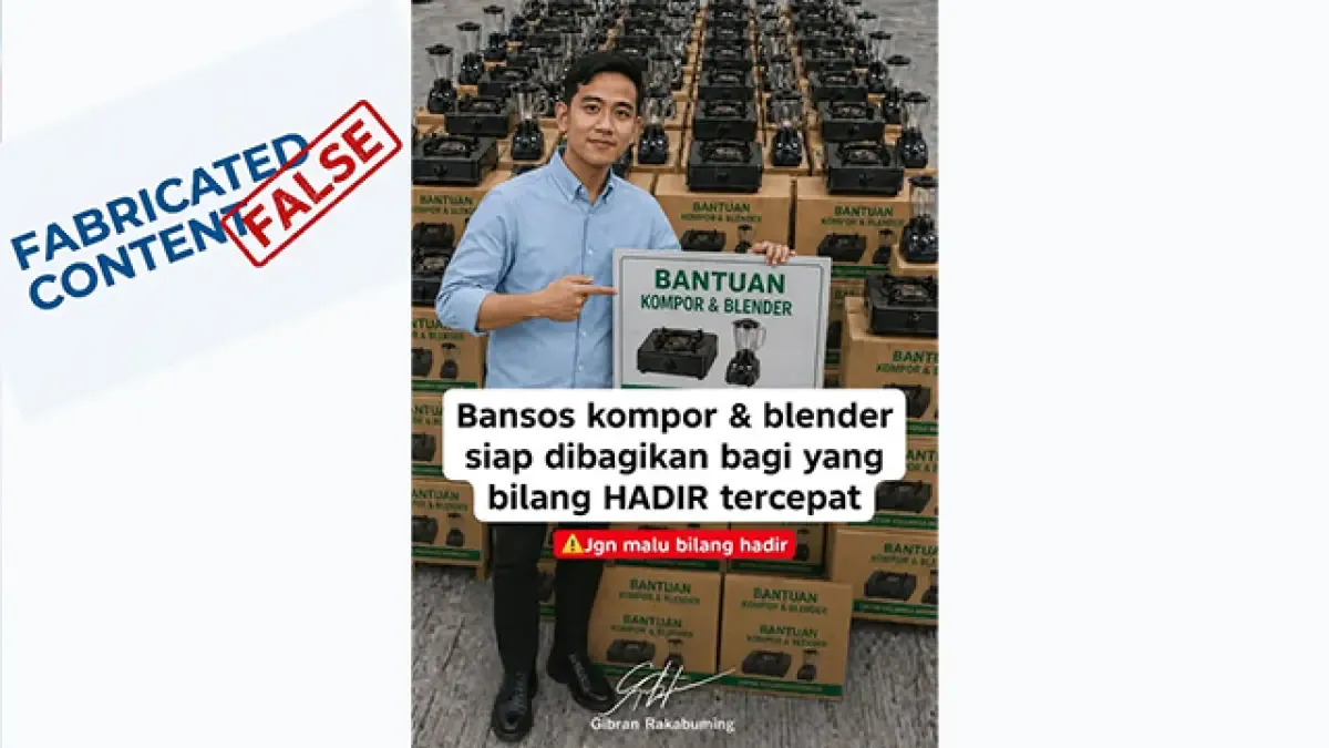 Unggahan Facebook soal Wapres Gibran Bagi-bagi Bansos Kompor dan Blender Dipastikan Hoaks