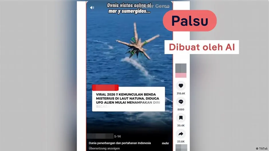 Cek Fakta Video Viral “UFO” di Laut Natuna: Terindikasi Konten Buatan AI, Klaim CN-235 Tak Didukung Bukti