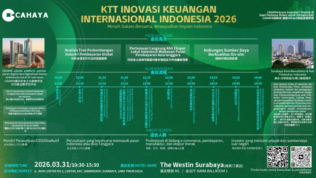CAHAYA Umumkan KTT Inovasi Keuangan Internasional Indonesia 2026, Siapkan Peluncuran Produk AI SaaS untuk UMKM