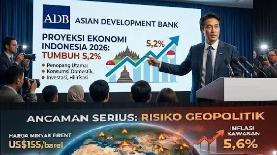ADB Perkirakan Ekonomi Indonesia Tumbuh 5,2% pada 2026, Waspadai Risiko Geopolitik Global