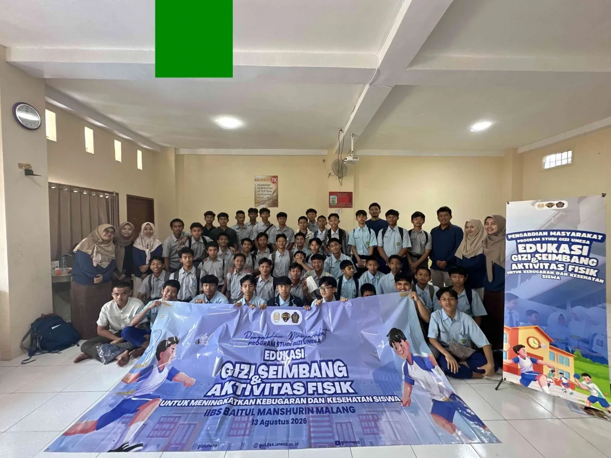 Tim PKM Unesa Edukasi Gizi Seimbang dan Aktivitas Fisik bagi Siswa SMP Baitul Manshurin Malang