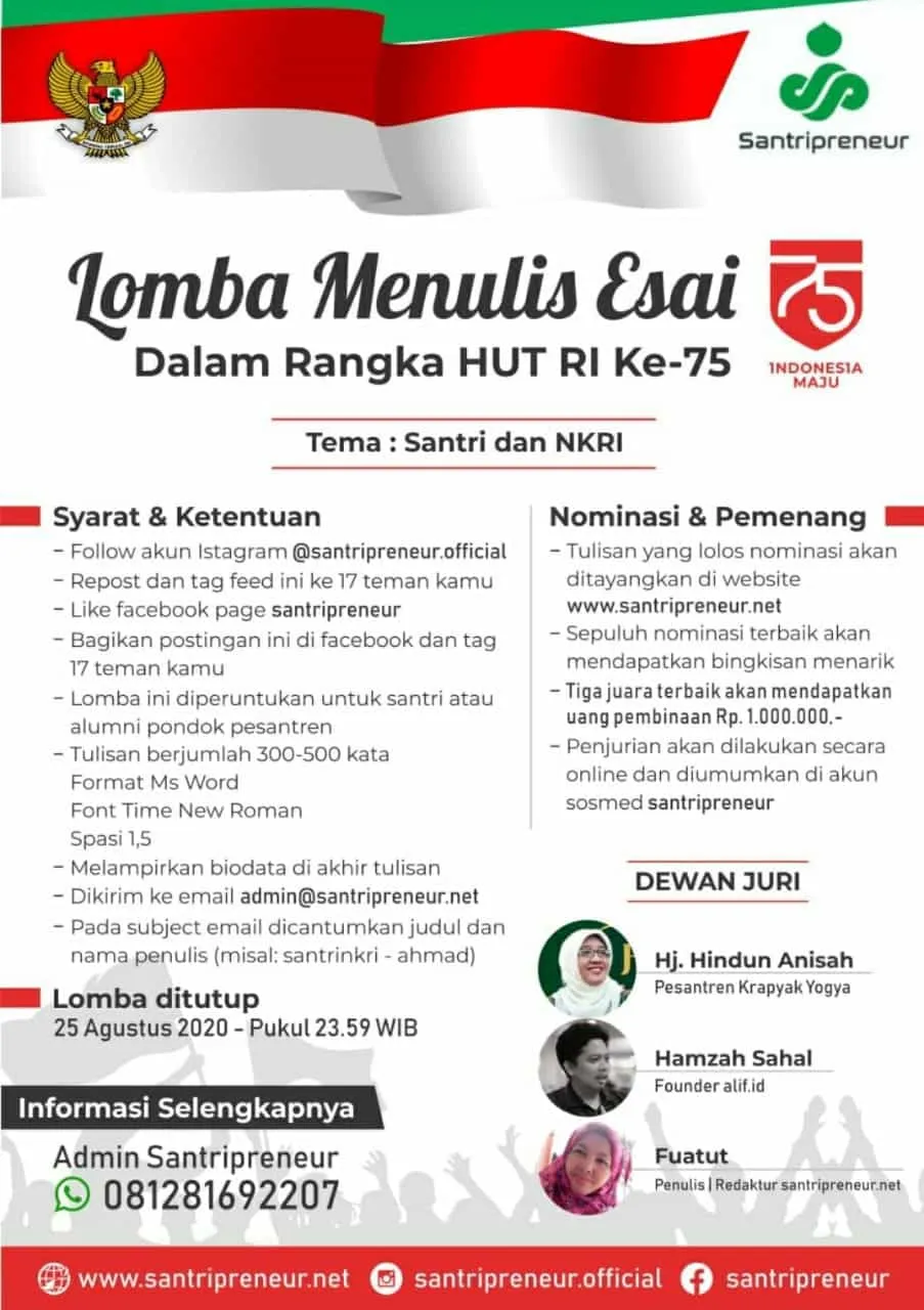 Panitia Masih Buka Pengiriman Karya Lomba Esai Santri hingga 25 Agustus