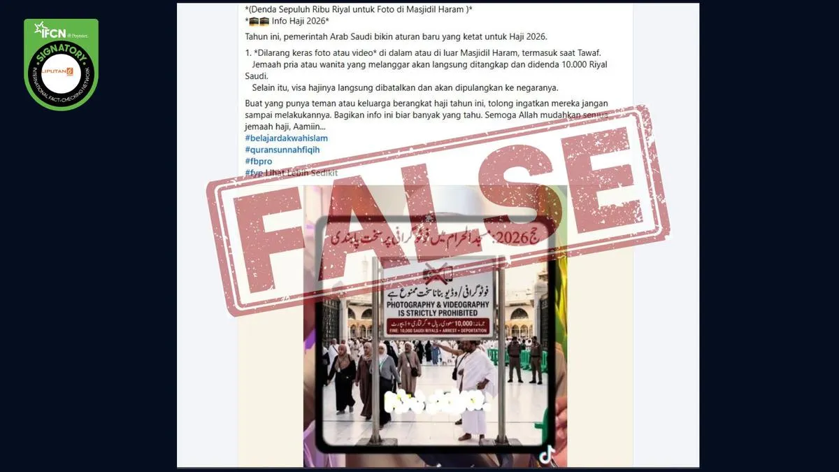 Cek Fakta: Klaim Denda 10 Ribu Riyal bagi Jemaah yang Foto di Masjidil Haram Tidak Benar