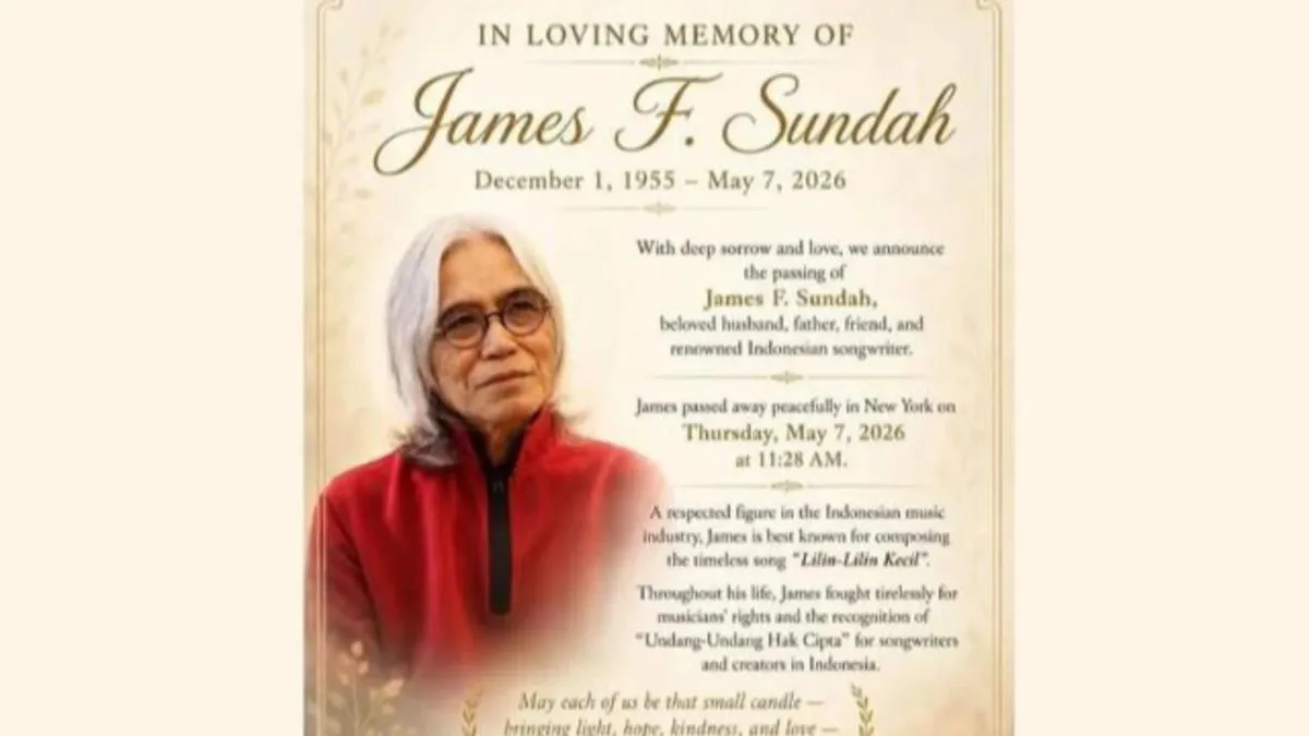 Komponis James F. Sundah Meninggal Dunia di Usia 70 Tahun