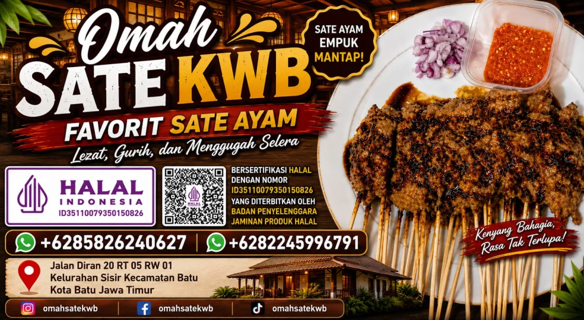 Omah Sate KWB di Kota Batu Kantongi Sertifikat Halal BPJPH untuk Menu Sate Ayam