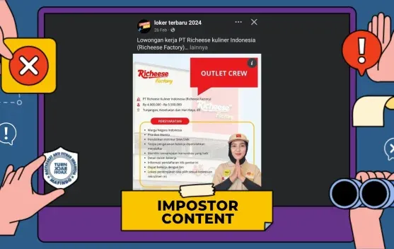 Tautan Lowongan Kerja Richeese Factory di Facebook Terbukti Hoaks, Mengarah ke Formulir Pengumpulan Data
