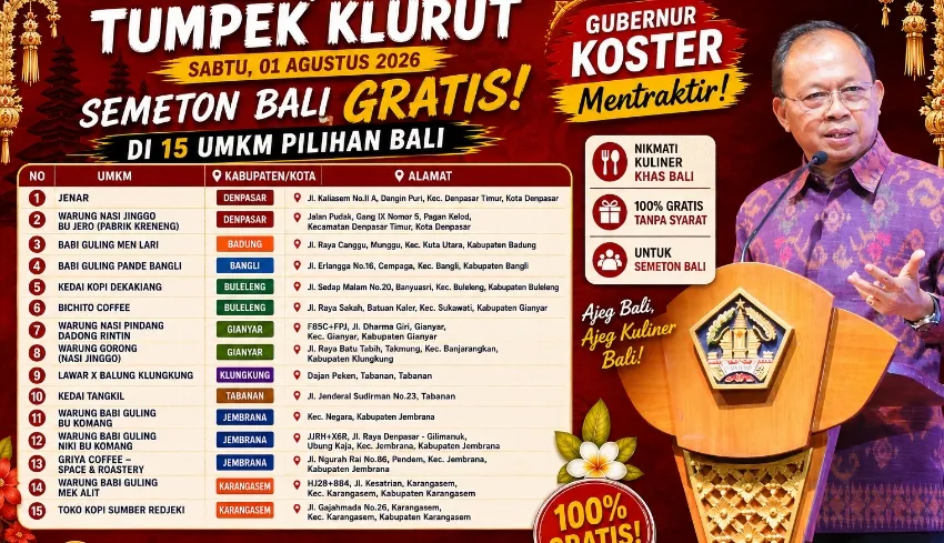 15 UMKM di Bali Sediakan Kuliner Gratis untuk Rayakan Tumpek Klurut, Koster Ajak Warga Dukung Kuliner Lokal