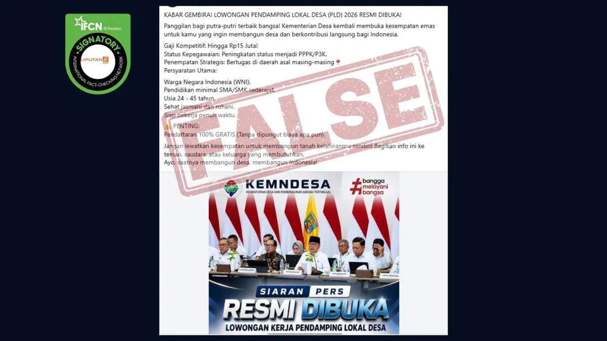 Cek Fakta: Rekrutmen Pendamping Lokal Desa 2026 Lewat WhatsApp Disebut Tidak Benar