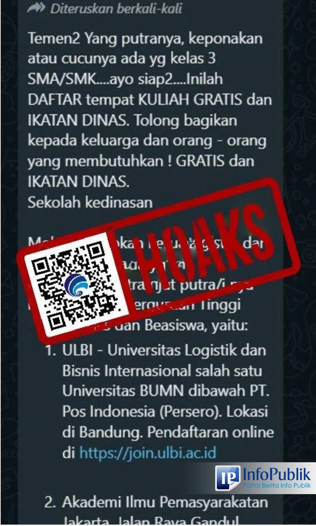 Cek Fakta: Pesan Berantai Klaim 23 Kampus Ikatan Dinas, Pemerintah Sebut Hanya Delapan Instansi Buka Seleksi 2024