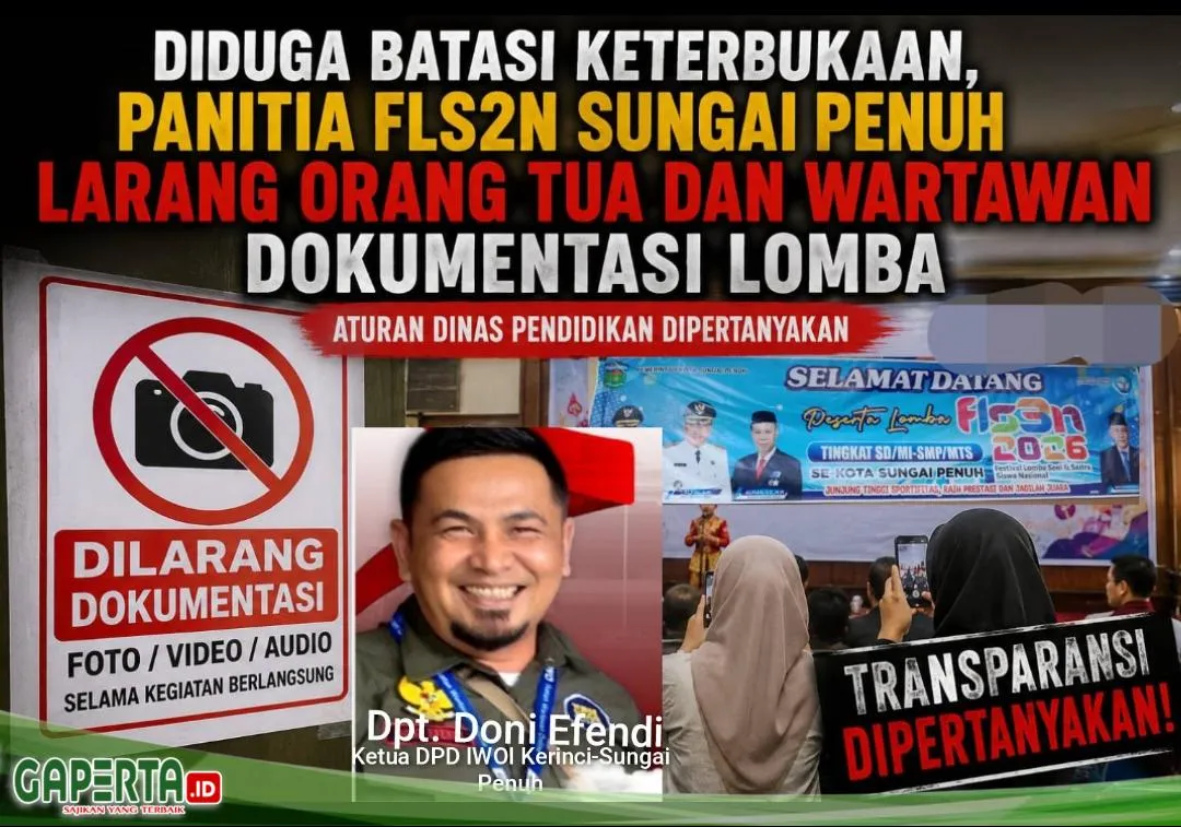 Larangan Dokumentasi di FLS2N Sungai Penuh Disorot, Wali Murid dan Wartawan Pertanyakan Dasarnya