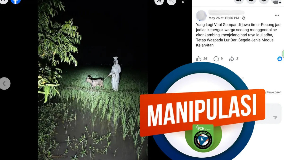 Hoaks Foto Pocong Begal Mencuri Kambing, Gambar Ternyata Rekayasa AI