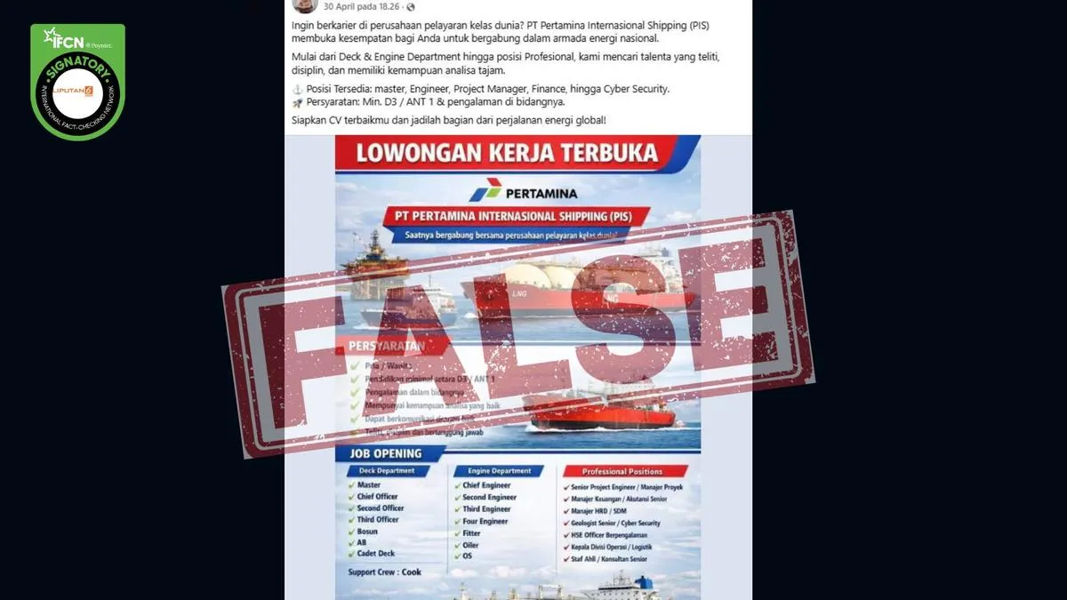 Deretan Hoaks Lowongan Kerja Mengatasnamakan Pertamina Grup, Ini Modus yang Beredar