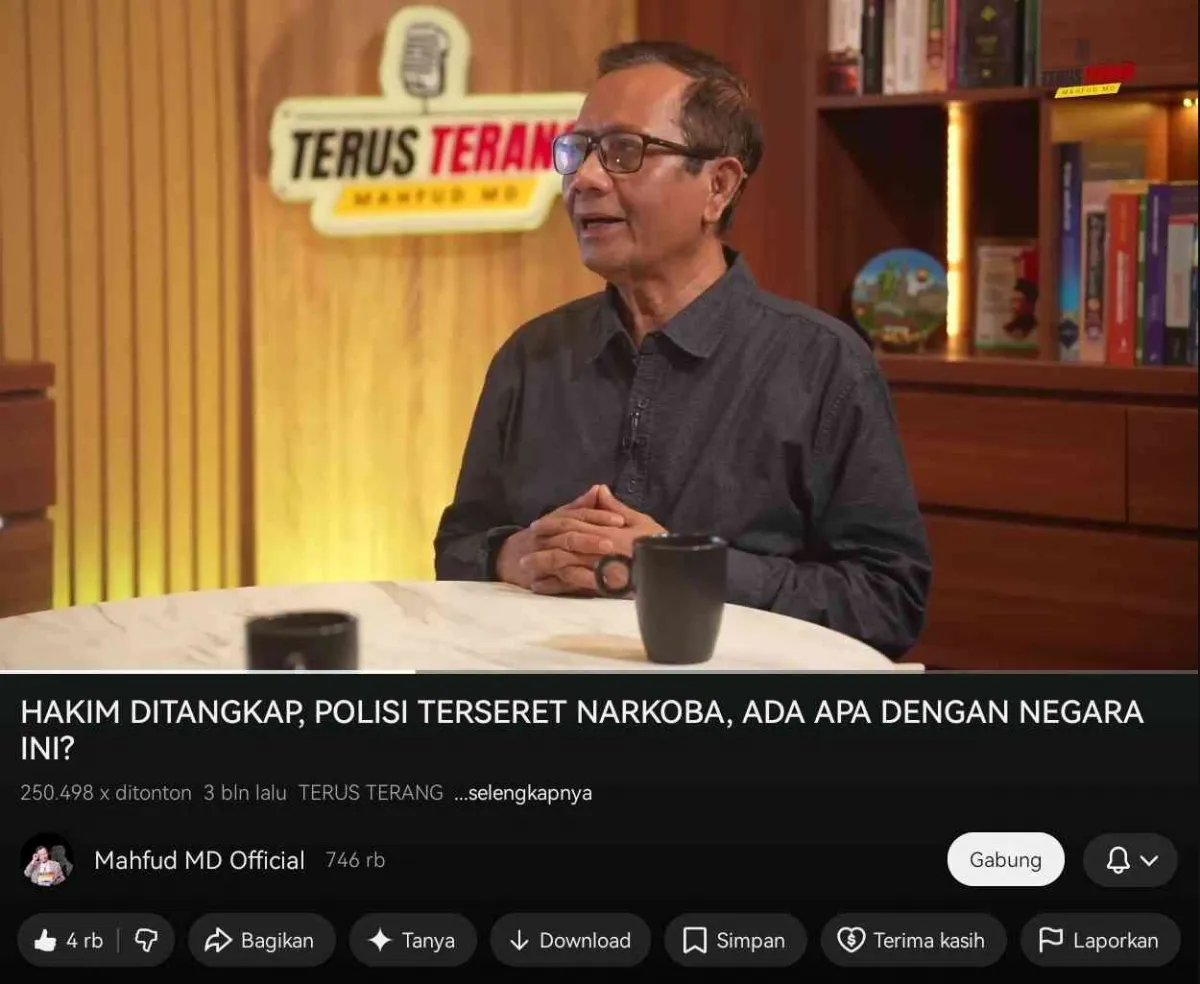 Mahfud MD Soroti Penangkapan Hakim hingga Polisi Terseret Narkoba dalam Podcast, Singgung Evaluasi Tata Kelola Negara