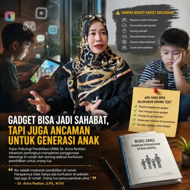 Pakar UMM Soroti Paradoks Gadget pada Anak: Bisa Mempercepat Belajar, Bisa Pula Melemahkan Interaksi Sosial