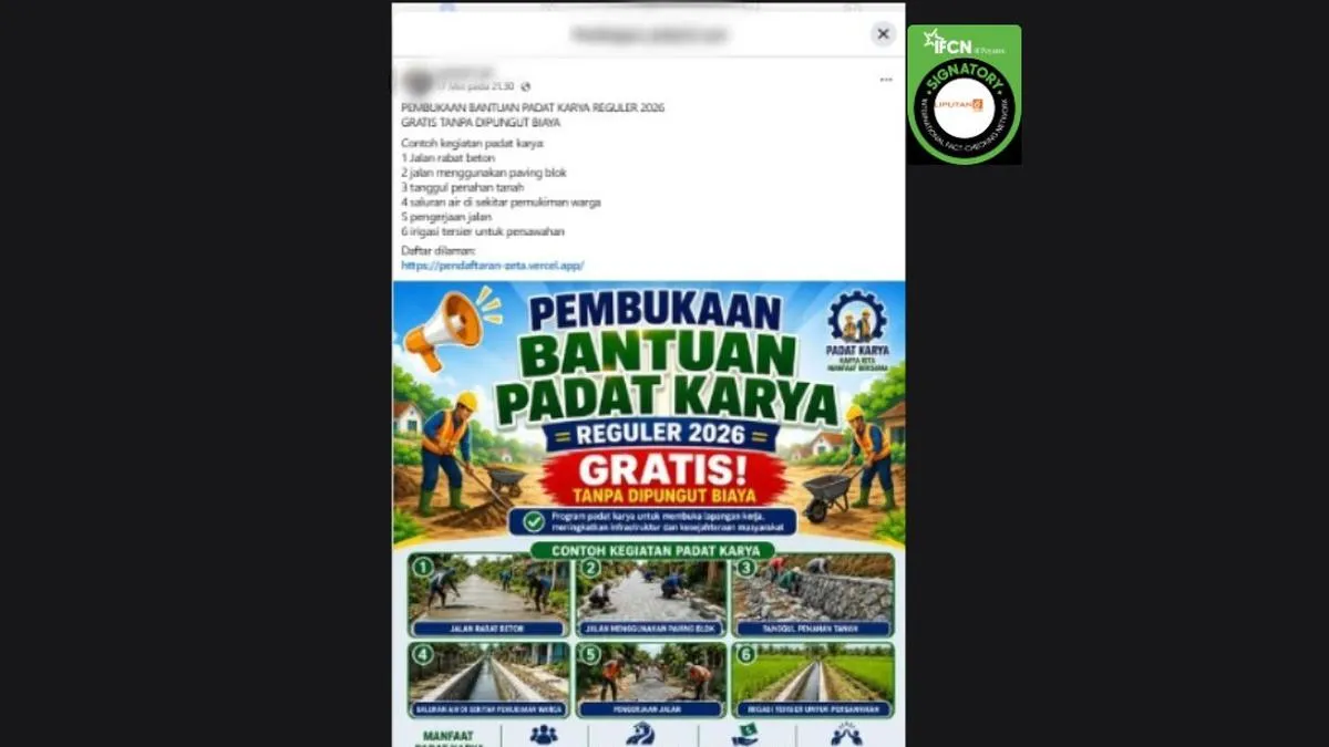 Cek Fakta: Link Pendaftaran Bantuan Padat Karya Reguler 2026, Ini Kanal Resmi dan Jadwalnya