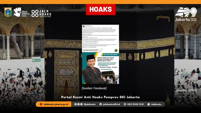 Tautan “Pendaftaran Haji Gratis 2026 untuk Keberangkatan 2027” di Facebook Dipastikan Hoaks