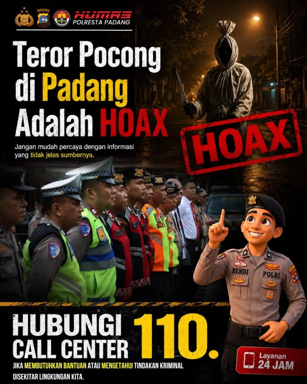 Polresta Padang Minta Warga Tak Mudah Percaya Isu Teror Pocong di Media Sosial