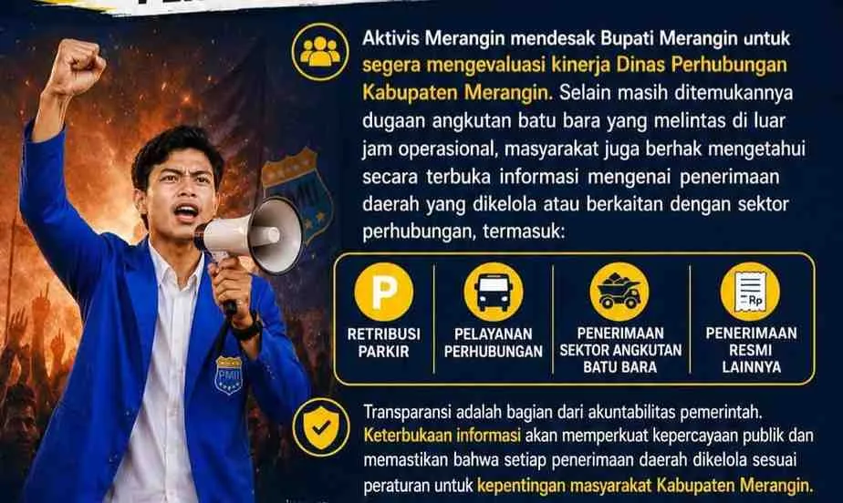 Aktivis Merangin Minta Bupati Evaluasi Dishub dan Buka Transparansi Penerimaan Daerah
