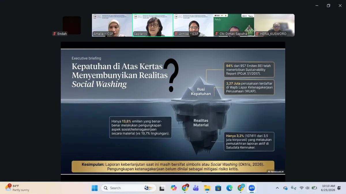 ICSP Nilai Transparansi Data Ketenagakerjaan Korporasi Masih Rendah, Risiko Social Washing Mengintai