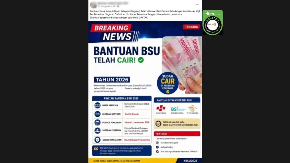 Kemnaker Tegaskan Klaim Pendaftaran BSU Rp 25 Juta per Penerima Adalah Hoaks