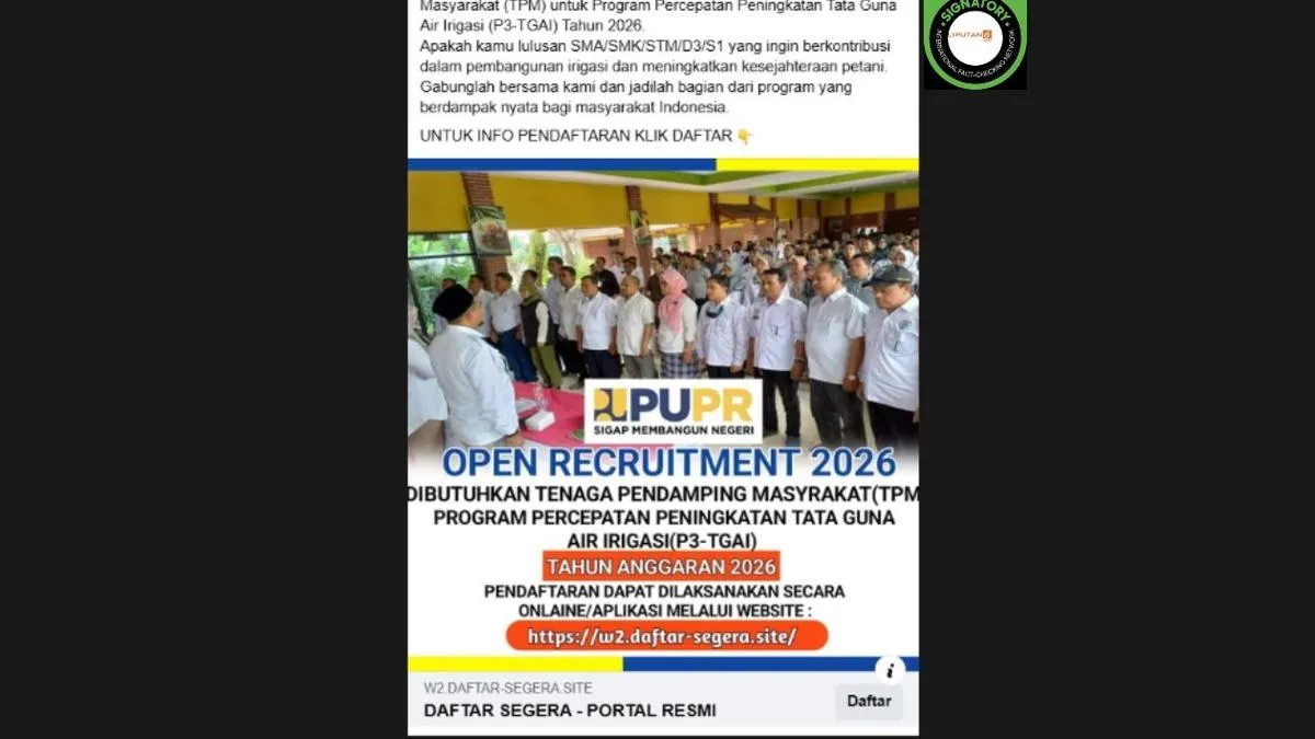 Cek Fakta: Link Pendaftaran TPM P3-TGAI 2026 di Facebook Tidak Benar, Ini Kanal Resminya