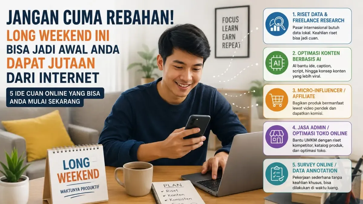 Lima Peluang Mendapat Penghasilan dari Internet yang Bisa Dicoba Saat Long Weekend